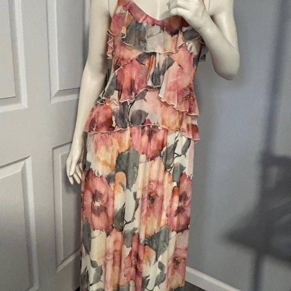 Velvet Fleur Floral Ruffle Maxi Dress